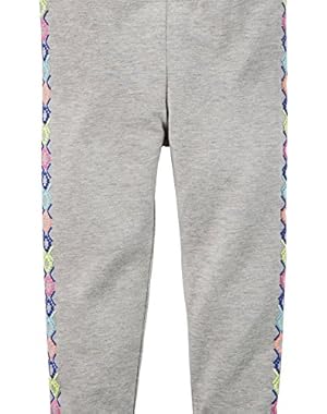 Girl Side of Leg Puff-Print Capri Leggings; Grey, (18 Months)