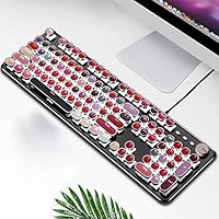 MOGOI Retro Mechanical Gaming Keyboard, Lipstick Keyboard Waterproof Wired Gaming Keyboard Luxury Palette 104 Keys Metal Panel for Windows PC Desktop Computer Women Girls