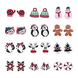 Onnea 2016 Merry Christmas Series 12 Pairs Stud Earrings, Gift Package