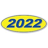 Oval Model Year Window Stickers (Blue Numbers on Yellow) (12 per Pack) (2022)