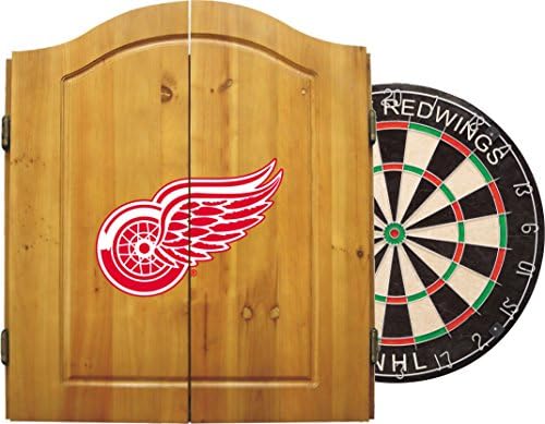 Imperial Officially Licensed NHL Dart Cabinet Set with Steel Tip Bristle Dartboard and Darts.