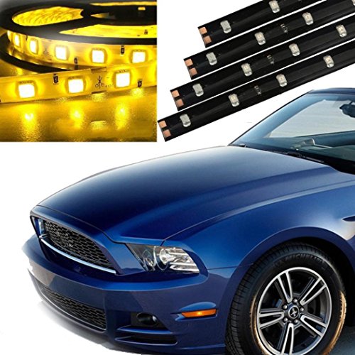 Glumes Light Bar LED Flexible Strip, 4 x 30cm 15 LED, Waterproof Truck Tailgate Running Turn Signal Brake Reverse Tail light For Pickup Trailer SUV RV VAN Car Towing Vehicle,No-Drill (red) - Thumbnail 5