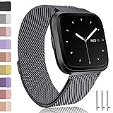 Ouwegaga Compatible for Fitbit Versa Bands Versa Lite Bands Women Men Straps Large Space Gray