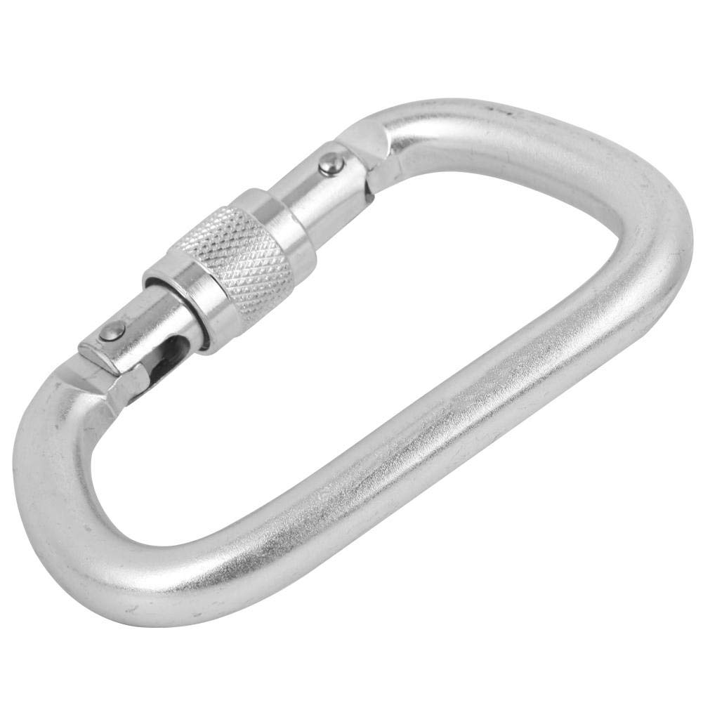Keenso 45kN High Load Bearing Master Lock, Locking Carabiner Aluminum D Ring Clip Outdoor Screwgate D-shaped Carabiner Heavy Duty Climbing Carabiner for Rock Climbing Mountaineering