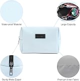 Maange Small Makeup Bag PU Leather Portable Blue 17x8.3x12.4cm Zipper view 5