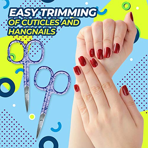 Titania Germany Cuticle Scissors w/Colored Handles - Premium Quality & Extra Sharp Stainless Toenail & Fingernail Trimmer w/Curved Blades For Precision Toe Nail & Finger Nail Cutting & Grooming
