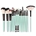 Adpartner 18pcs Makeup Brushes Set Eye Shadow Brush Kit Face Kabuki Make Up Cosmetic Brush Soft Bristles Green Plastic Handle Foundation Blush Concealer Beauty Tools - White Bristles