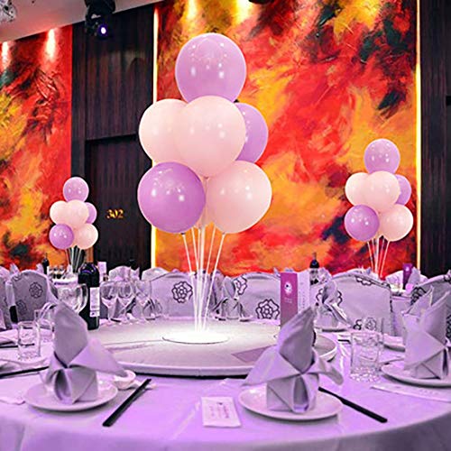 QISF Balloon Column Stand Kit 5 Sets of Clear Table Desktop Balloon Holder + 2 Rolls 100 Dot Removable Adhesive Glue Dot for Baby Shower Birthdays Wedding Parties Holidays and Anniversary Decor