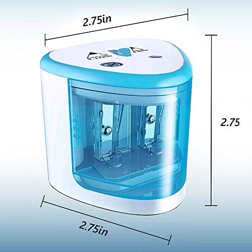 Electric Pencil Sharpener Double Hole Colored Pencils Battery Operated Sharpeners Automatic Pencil Sharpener Blue Color
