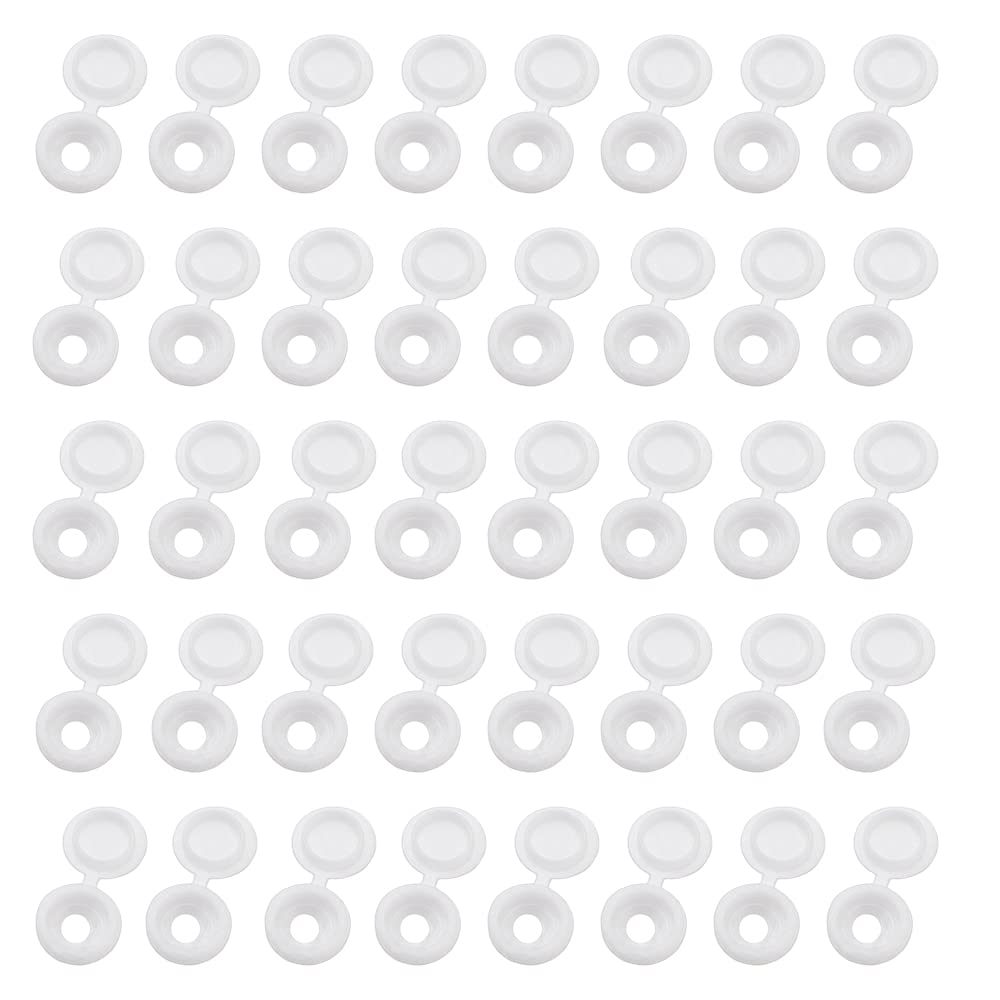 XHNFCU 150 Pcs Screw Cap, Hinged Screw Cover Caps White Screw Decorative Covers, for Cabinet,Furniture Etc (White)