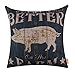 LINKWELL 18x18 inches Vintage Wood Look Farmhouse Pig Life is Better on The Farm Burlap Pillowcase Throw Cushion Cover (CC1265)