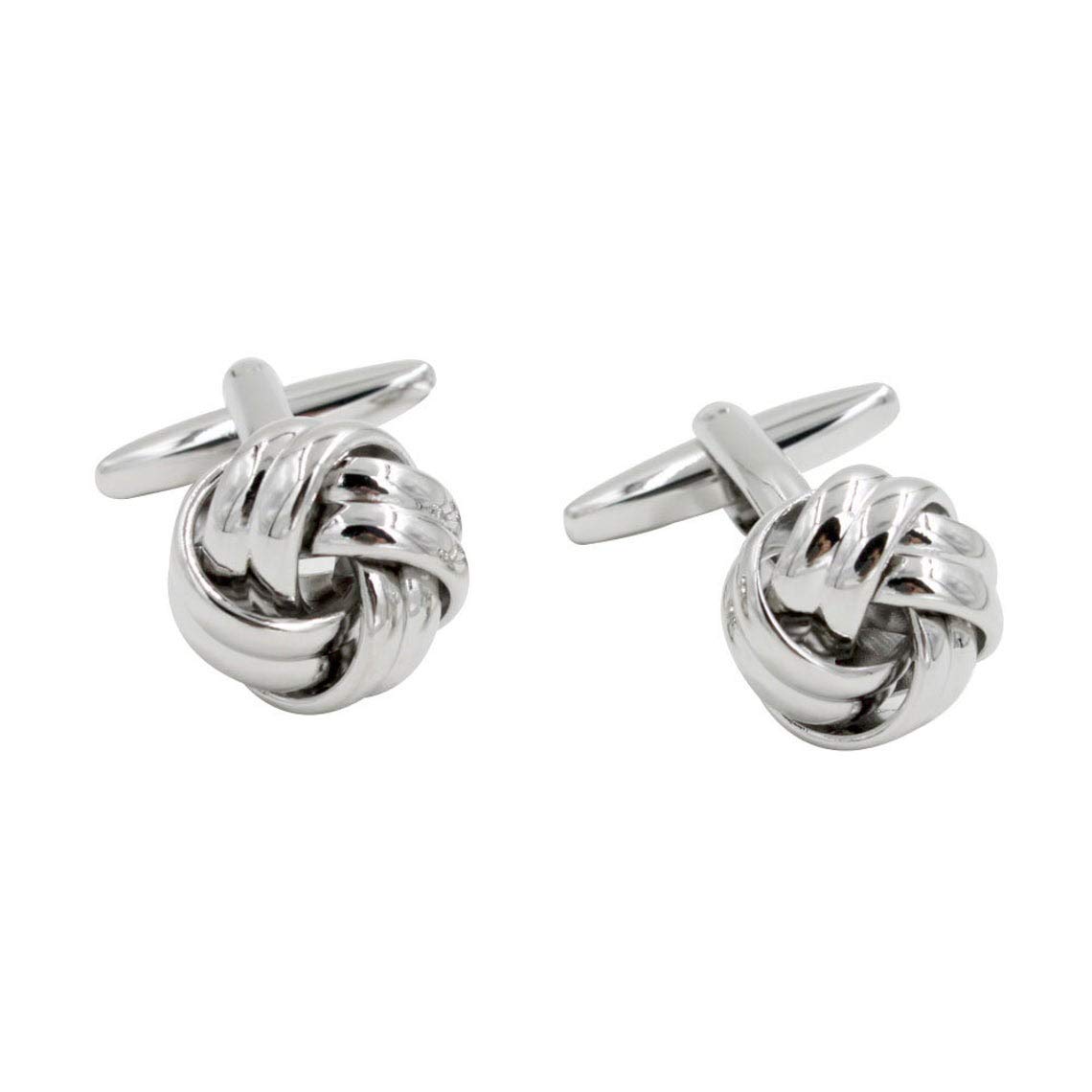 AUSCUFFLINKS Silver Knot Cufflinks | Knotted Silver Cuff Links Wedding | Gift for Men | Chrome Groom Cufflinks for Him | Groomsmen Cuffs (Silver)