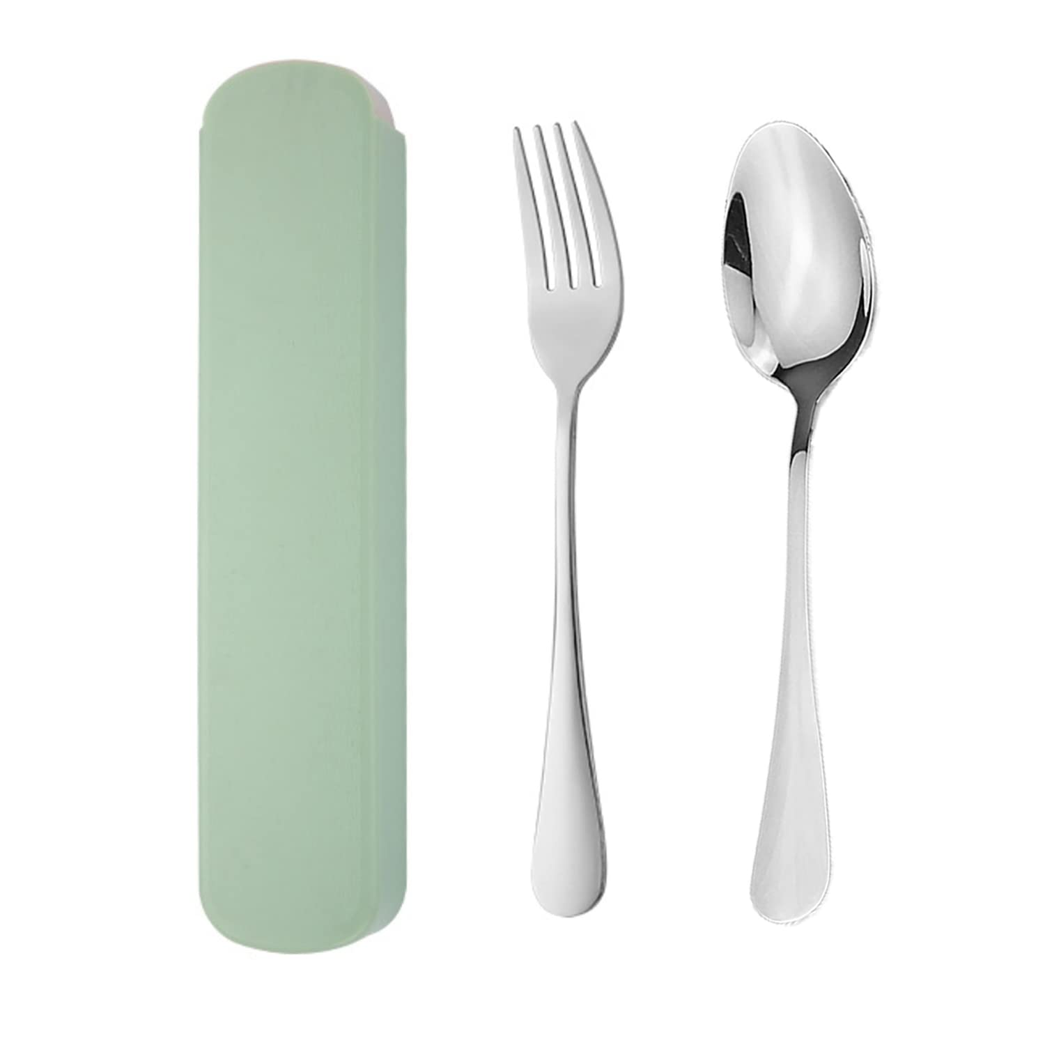 Forks Spoon Set Stainless Steel Dinner Forks Table Forks,2Pcs Portable Cutlery Set, Travel Cutlery, Stainless Steel Flatware Set with Case