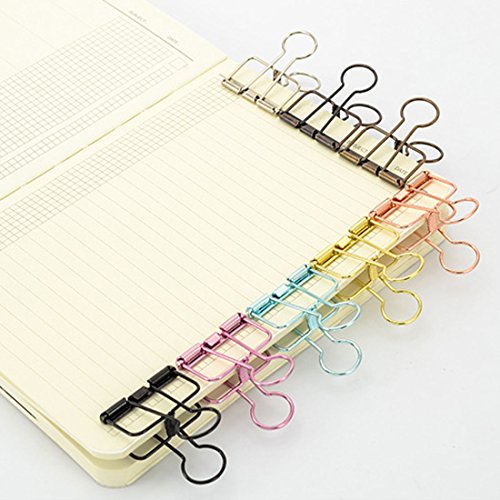 Eforlike Color Hollow Out Paper Binder Clip Invoice Bill Clip Office Supplies Pack of 10 (S, Bronze) - Thumbnail 3