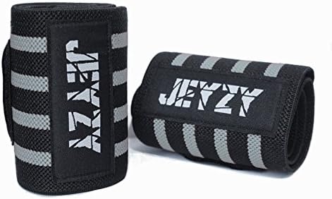 Wrist Wraps Professional Quality Wrist Straps Support Braces by Jeyzy - 14",18",20"(Pair) for Men&amp;Women,Strength Wraps for Bodybuilding,Powerlifting,Weight Lifting,Xfit,Cross Training (Gray, 18")