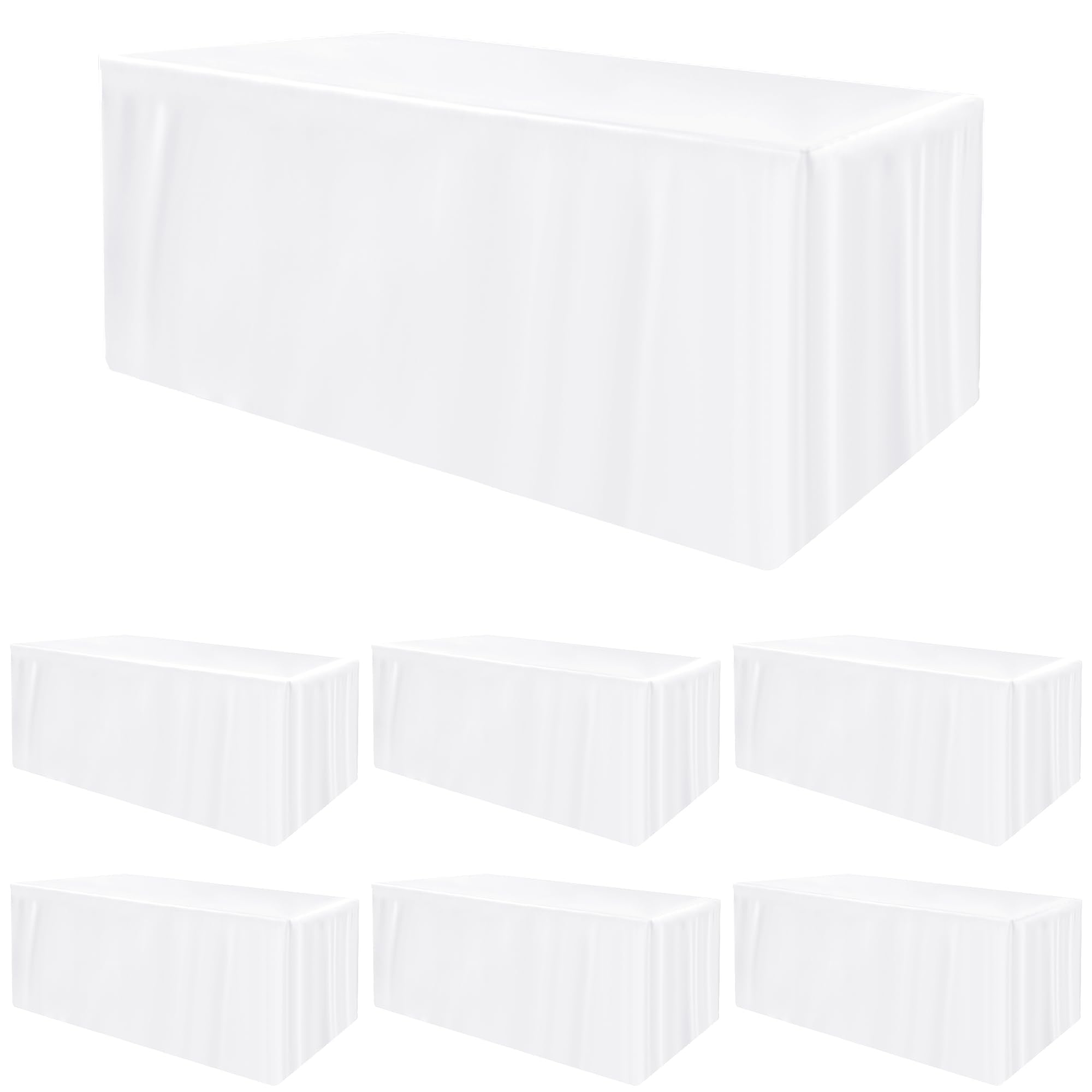 Photo 1 of HolidayIdeas Fitted Rectangle Table Cloths 6ft Table Covers for Vendor Booth Display, Banquet, Wedding, Parties,30x72 Inch, White, 6 Pcs