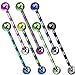 Titanium Anodized Duo-Tone Striped Industrial Barbell 14G 1 & 1/2" Length - Sold Individually