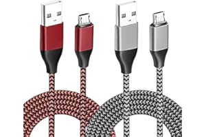 SISSFO Charger for PS4 Controller Charging Cable 2PCS 10FT Nylon Braided Micro USB 2.0 High Speed Data Sync Cord for Xbox One S/X, Playstation 4, PS4 Slim/Pro Controller Charger and Play Cord