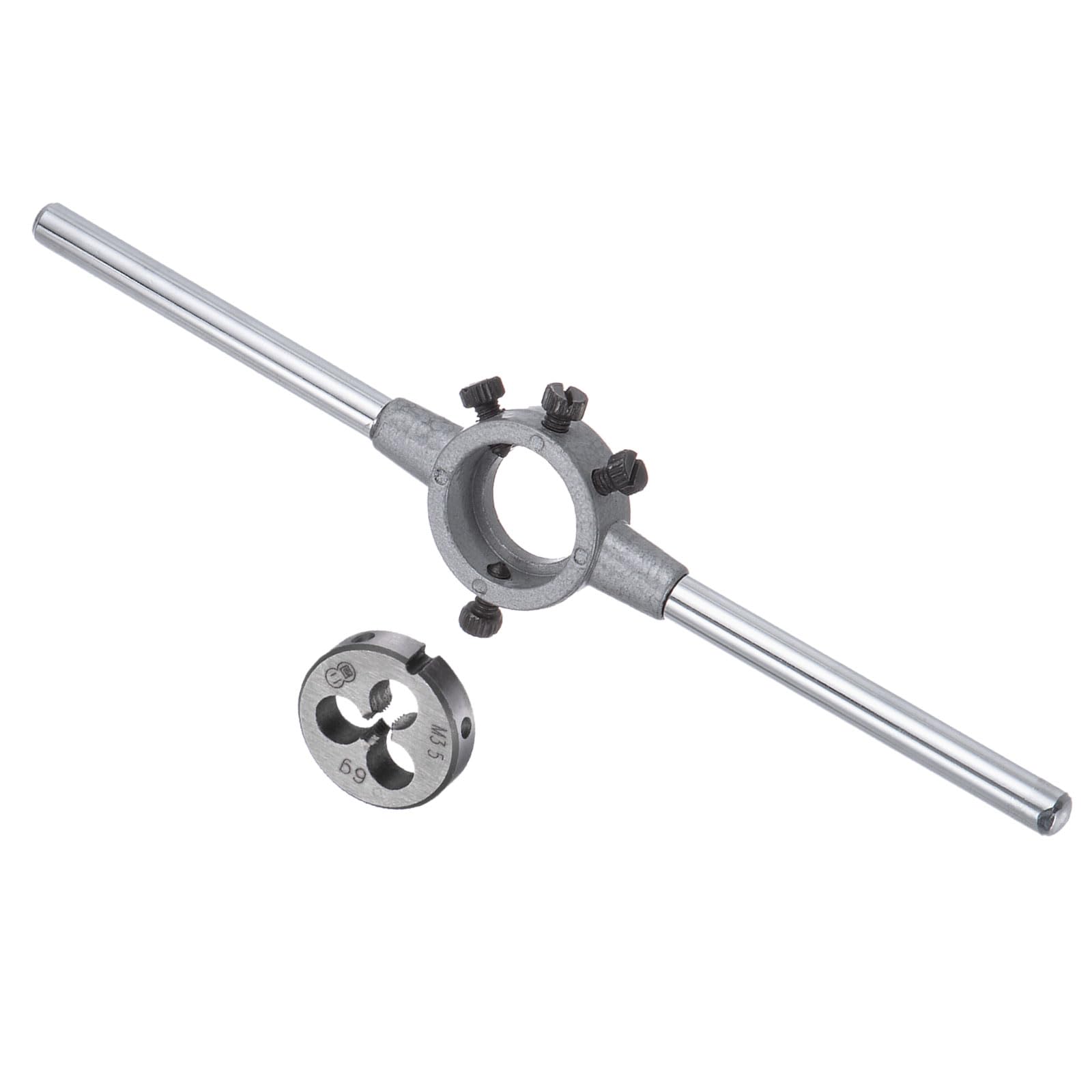 CoCud Die Stock Handle Set, M3.5x0.6 Thread Die & Fit 20mm OD / M3.5-M6 Die Wrench Tool Kit - (Applications: for Threading Repairing), 1-Set