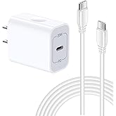 iPhone 16e 17e Charger Fast Charging for iPhone 18 17 Pro Max/17e/17/16/15 | 20W Fast USB C Power Adapter with 6Ft USBC Charging Cable Cord, Type C Charger Block Wall Cube for Apple 18/17/16/15, iPad