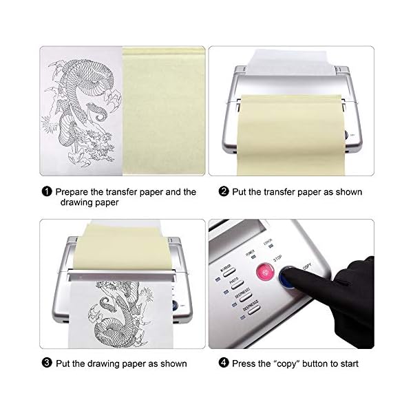 TATELF Tattoo Stencil Printer Thermal Tattoo Transfer Machine (Silver