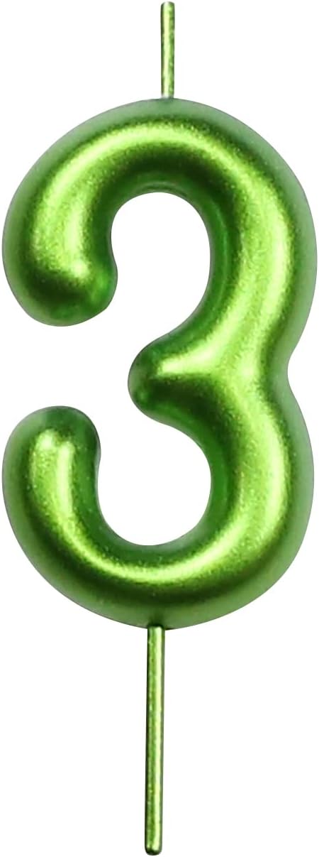 Candles & Holders - DERVENTA Birthday Candles Numbers Green 2.36 inch Party Cake Topper 1 Piece (Number 3 Green)