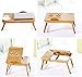Yofit Bamboo Laptop Desk Adjustable Foldable Breakfast Serving Bed Tray with Tilting Top Drawer (21.7inch)