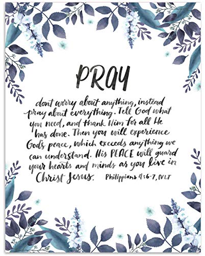 Pray And Receive Gods Peace Philippians 4 6 7 Bible Verse Wall Art 8x10 Scripture Wall Art Ready To Frame Home Décor Office Décor Christian