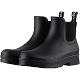 planone Women’s Fashion Waterproof Short Chelsea Rain Boots Durable Non Slip Ankle Rubber Boots Work Booties Lightweight Outdoor Garden Shoes with Removable Insole