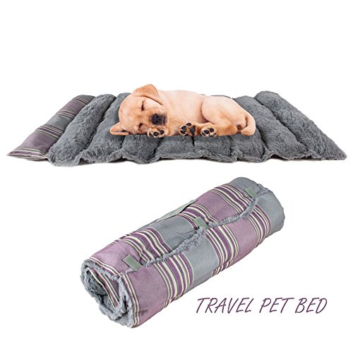 Portable Dog Bed Roll Up Pet Mat Crate Pad Travel, Camping, Carrier
