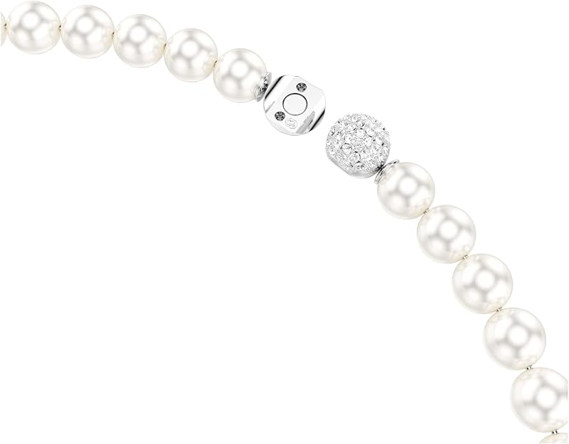 Collana Matrix, Crystal Pearl, Bianca, Placcato rodio