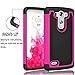 LG G3 Vigor, LG G3 mini Case, Rugged Defender Thin Slim Premium Hard PC Hybrid Soft Silicone Heavy Duty Rubber Bumper Armor Protective Case Cover Fit For LG G3 Vigor, G3 Mini LS885 D725 (Black/Rose)