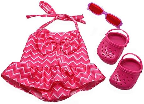 papabasi 45cm 18inch Girl Doll Bikini Summer Swimming wear with Sunglasses,Shoes Also fit for 43cm Baby Born zapf Dolls Swim Wearing