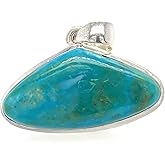 Natural Blue Peruvian Opal 925 Sterling Silver Pendant 25mm