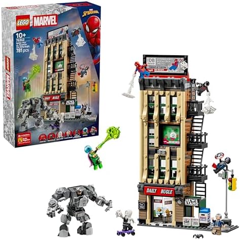 | Marvel Spider-Man vs. Mysterio: il Daily Bugle - Giocattolo dei Supereroi con Action Figure Mech e 7 Minifigure - Regalo di Compleanno per Bambini da 10 Anni in Su e Fan dei Film - 76342