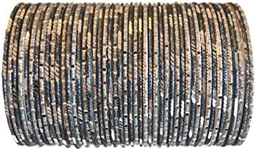BangleEmporium Maharani Collection! 48 Indian Bangle Bracelets Grey Silver Size X-Large 2.12