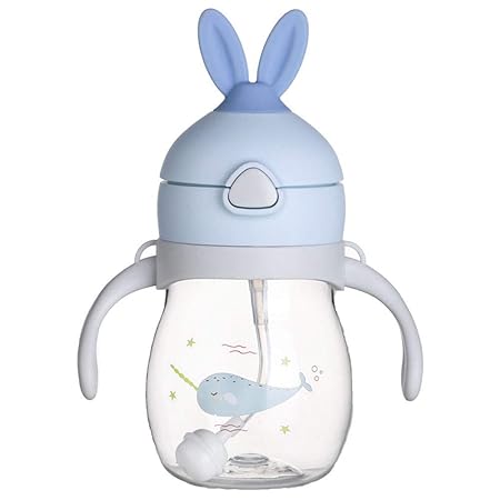 Bhavyam Unique Water Bottle for Kids with Straw/New Born Baby Water Bottle Sipper/Sippy Cup with Straw for Toddlers(Multi Design/Medium)