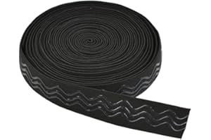 YANTAISIYU Black Elastic Band Non-Slip Sewing Elastic Band Wavy-Shape Silicone Grip Elastic Band Wig Making Accessories for Wig Sewing 6 Yard 1 Inch