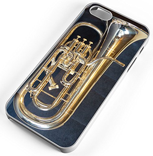 iPhone Case Fits iPhone 8 PLUS 7+ Euphonium Horn Brass Band Instrument White Plastic