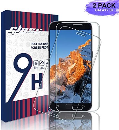 Youer Galaxy S7 Screen Protector, [2 Pack] Full Coverage Tempered Glass Screen Protector, 9H Hardness, Anti-Shatter, Ultra Clear, Bubble Free Screen Protector Film for Samsung Galaxy S7 (Transparent)