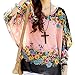 JFDWOPHT Boho Chiffon Tunic Blouse Shirt Loose Batwing Tops for Women