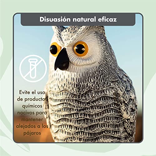 Fake Owl Decoy and Bird Deterrent Set of 3 Plastic Owl to Scare Birds
