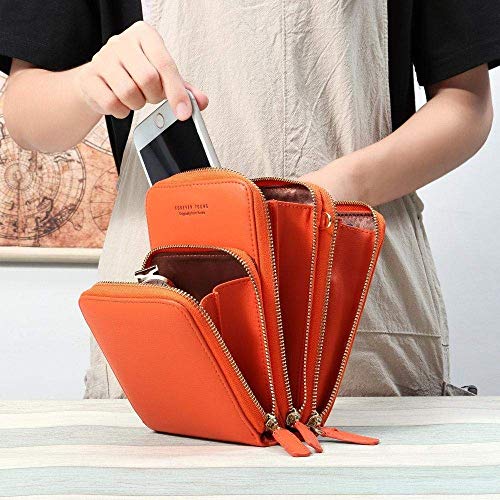 Women Small Crossbody Phone Bag, Mini Shoulder Handbags Cellphone Wallet Purse with Credit Card Slots (Pink)