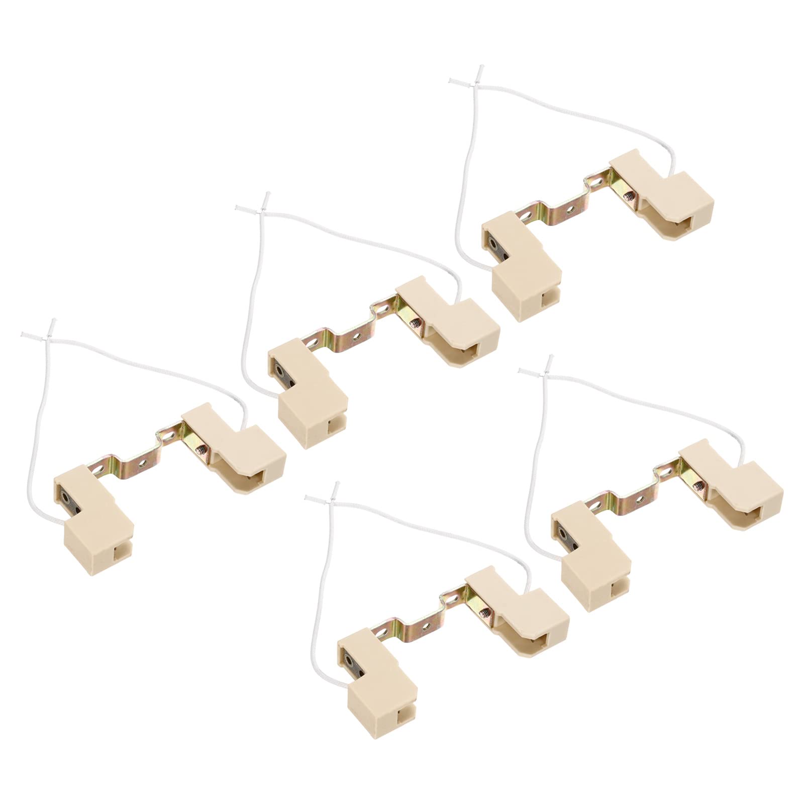 PATIKIL 78mm R7S Socket, 5 Pack Ceramic Lamp Holder Halogen Socket Bulb Base Converter Connector Double Ended with Cable Wire, Multicolor White