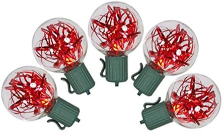 VCO Set of 25 Red LED G40 Tinsel Christmas Lights - Green Wire