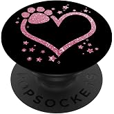 Rose Pink Paw Heart Cute Dog Cat Love Valentines Day PopSockets Adhesive PopGrip