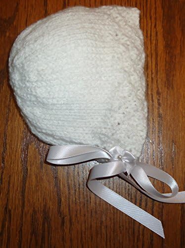 Integrity Designs Heirloom Keepsake Bonnet for Baptism/Christenings, White, Hand Knitted, 0-3 Month Size