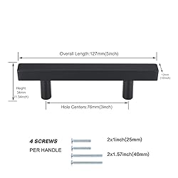 Peaha Black Cabinet Pulls 3 inch Black Drawer Pulls