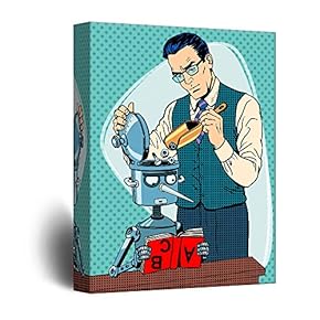 Robot Scientist Comic Strip Pop Art