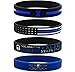 Inkstone Thin Blue Line Silicone Wristband Set with Policeman's Prayer and American Flag - Law Enforcement Jewelry Gifts Accessories for Police Officers Cops
